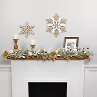 Northlight Glittered Poinsettia And - 6ft X 7in - Unlit Christmas Indoor Garland