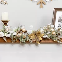Northlight Glittered Poinsettia And - 6ft X 7in - Unlit Christmas Indoor Garland