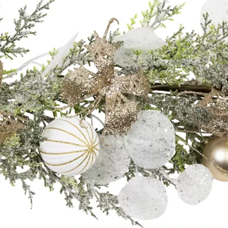 Northlight Glittered Poinsettia And - 6ft X 7in - Unlit Christmas Indoor Garland