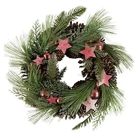 Northlight 14" Real Touch™️ Pine And Pinecone Artificial With Stars Wreath