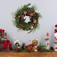 Northlight 14" Real Touch™️ Pine And Pinecone Artificial With Stars Wreath