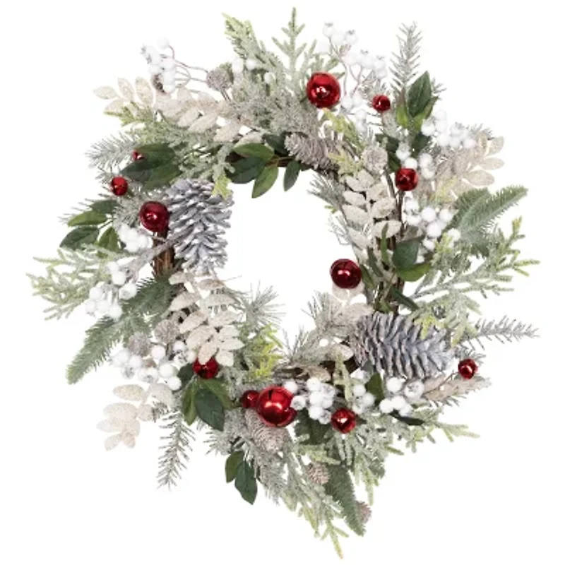 Northlight Frosted Pinecones And Berries - 24in - Unlit Wreath