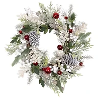 Northlight Frosted Pinecones And Berries - 24in - Unlit Wreath