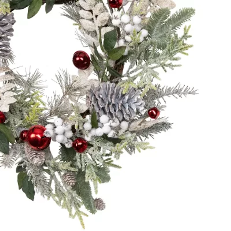 Northlight Frosted Pinecones And Berries - 24in - Unlit Wreath