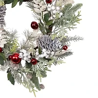 Northlight Frosted Pinecones And Berries - 24in - Unlit Wreath