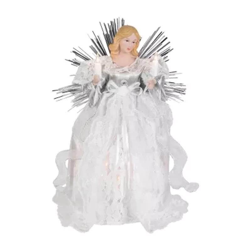 Northlight Lighted Angel With - 10.5in - Silver - Clear Lights Christmas Tree Topper