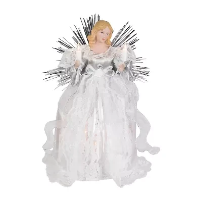 Northlight Lighted Angel With - 10.5in - Silver - Clear Lights Christmas Tree Topper