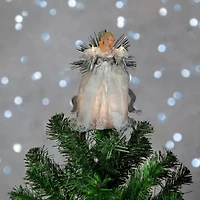 Northlight Lighted Angel With - 10.5in - Silver - Clear Lights Christmas Tree Topper