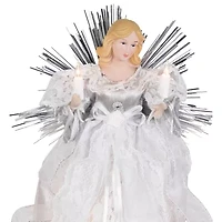 Northlight Lighted Angel With - 10.5in - Silver - Clear Lights Christmas Tree Topper