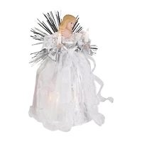 Northlight Lighted Angel With - 10.5in - Silver - Clear Lights Christmas Tree Topper