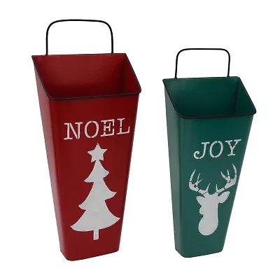 Northlight Set Of 2 Red Noel And Green Joy Container S 19.75in Wall Art Set