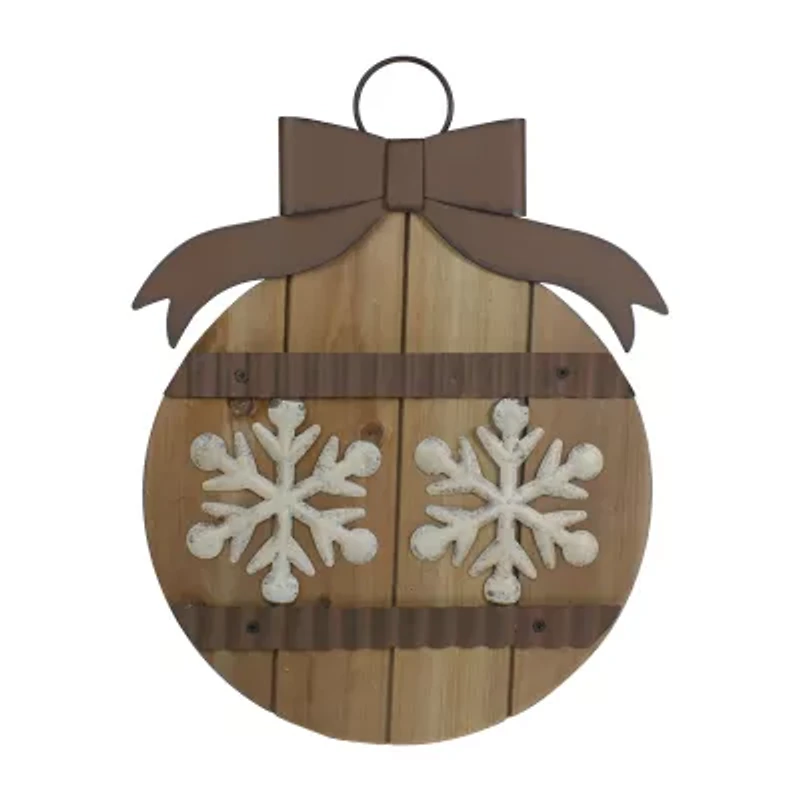Northlight 16in Rustic Brown Snowflakes Ornament Wall Sign