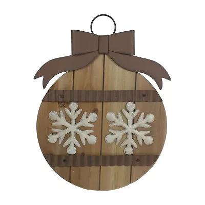 Northlight 16in Rustic Brown Snowflakes Ornament Wall Sign