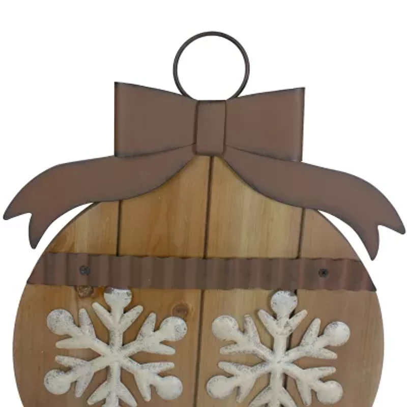 Northlight 16in Rustic Brown Snowflakes Ornament Wall Sign