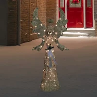 Northlight Lighted Golden Angel - 68in - Clear Lights Christmas Yard Art