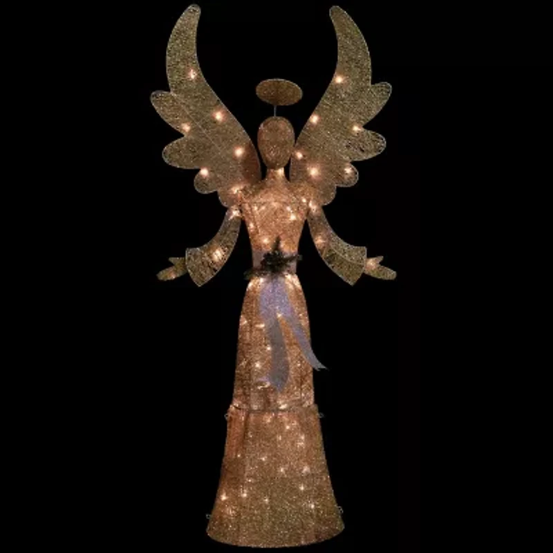 Northlight Lighted Golden Angel - 68in - Clear Lights Christmas Yard Art