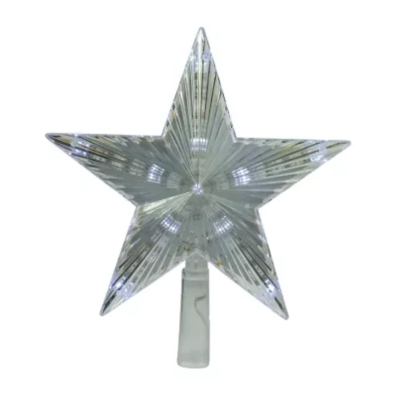 Northlight 9.5in Lighted Clear Twinkling 5-Point Star - Clear White Led Lights Christmas Tree Topper
