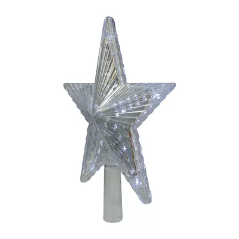 Northlight 9.5in Lighted Clear Twinkling 5-Point Star - Clear White Led Lights Christmas Tree Topper