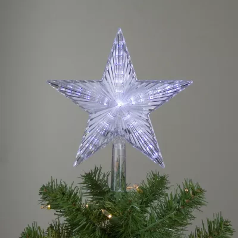 Northlight 9.5in Lighted Clear Twinkling 5-Point Star - Clear White Led Lights Christmas Tree Topper