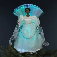 Northlight Lighted Fiber Optic African American Angel - 12in - Silver Christmas Tree Topper