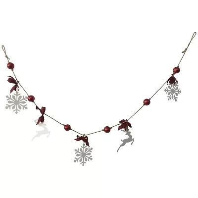 Northlight 4.25ft Snowflake And Reindeer With Ball - Unlit Christmas Indoor Garland