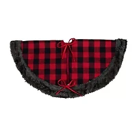 Northlight 48-Inch Red And Black With Burlap Snowflake Indoor Tree Skirt