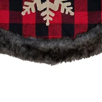 Northlight 48-Inch Red And Black With Burlap Snowflake Indoor Tree Skirt