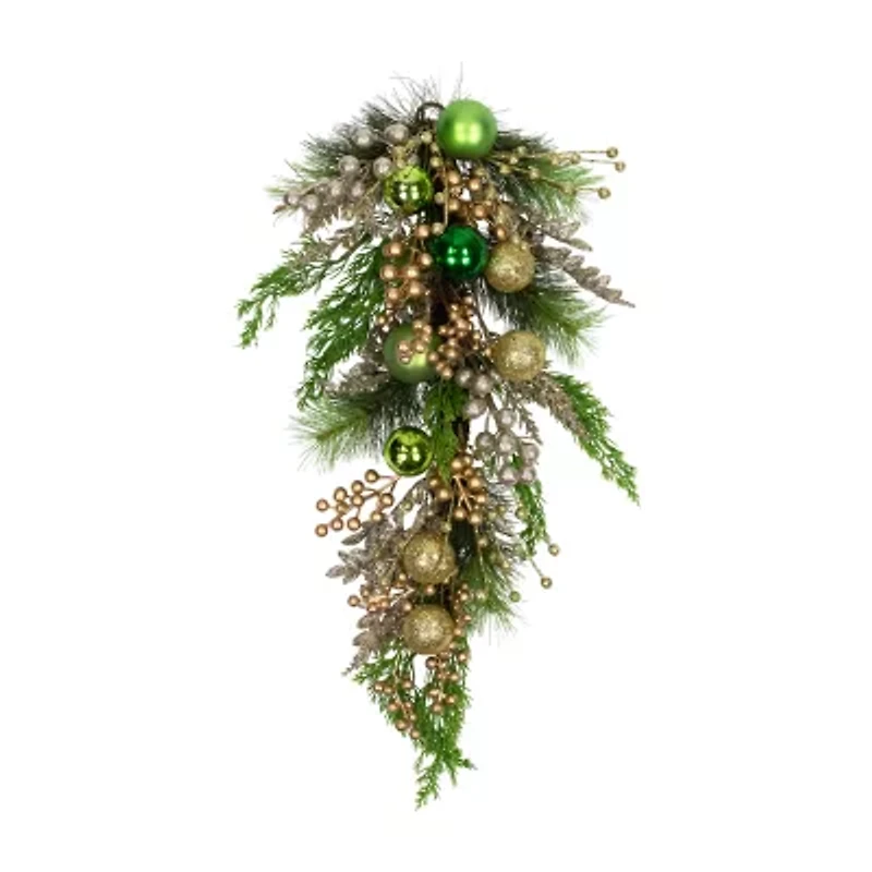 Northlight Ball And Berries Glittered Artificial - 25in Swag
