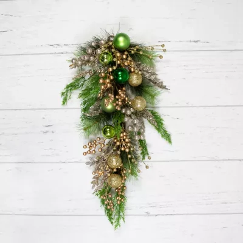 Northlight Ball And Berries Glittered Artificial - 25in Swag