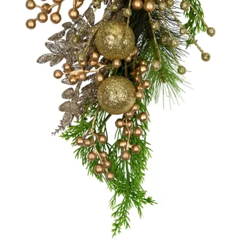 Northlight Ball And Berries Glittered Artificial - 25in Swag