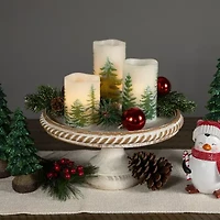 Northlight Led Frosted Pines Flickering Wax Pillar - 6in - Set Of 3 Flameless Candle