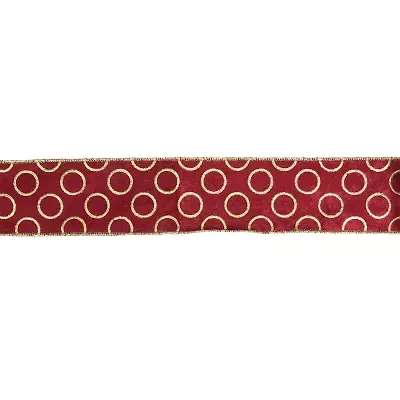 Northlight Red And Gold Circle Wired Indoor Ribbon