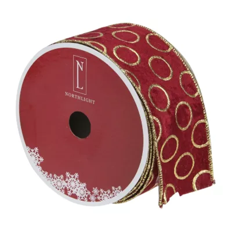 Northlight Red And Gold Circle Wired Indoor Ribbon