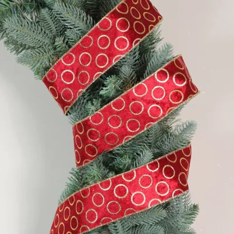 Northlight Red And Gold Circle Wired Indoor Ribbon