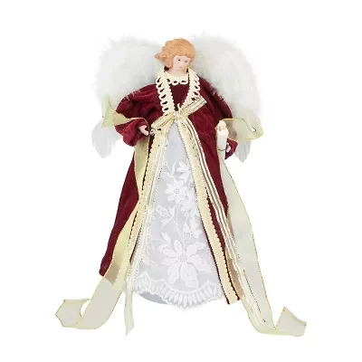 Northlight Angel With Lighted - 14in - Burgundy And White Christmas Tree Topper