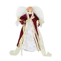 Northlight Angel With Lighted - 14in - Burgundy And White Christmas Tree Topper