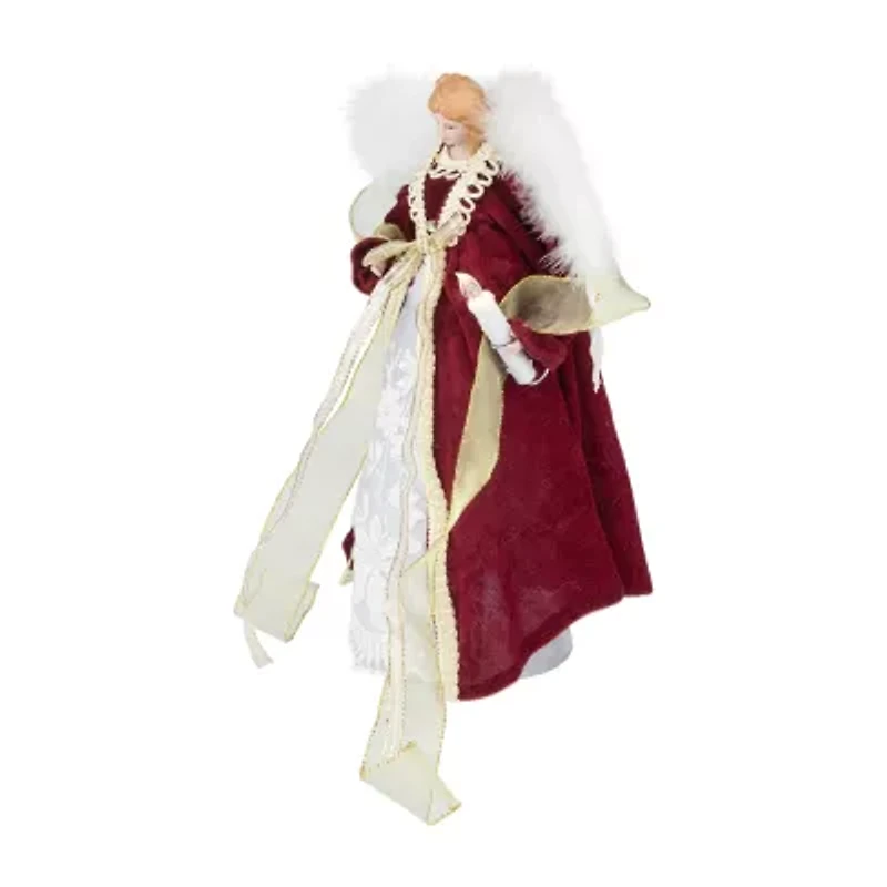 Northlight Angel With Lighted - 14in - Burgundy And White Christmas Tree Topper
