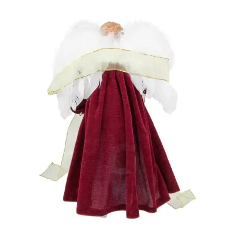 Northlight Angel With Lighted - 14in - Burgundy And White Christmas Tree Topper