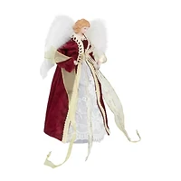 Northlight Angel With Lighted - 14in - Burgundy And White Christmas Tree Topper