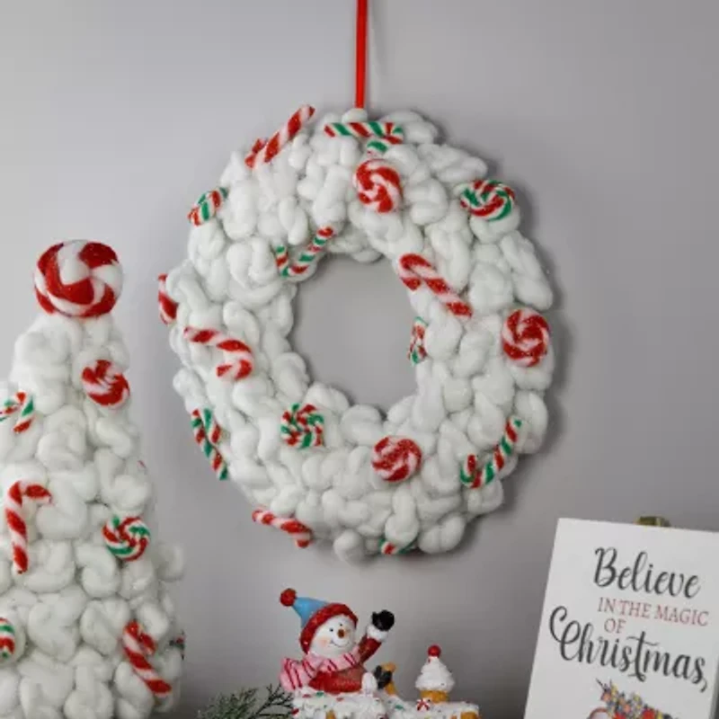 Northlight Plush Peppermint And Candy Canes - 13in - Unlit Wreath