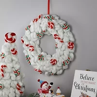 Northlight Plush Peppermint And Candy Canes - 13in - Unlit Wreath