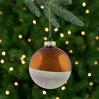 Northlight 4ct White And Gold Shiny Glass Ball 3.25in (80mm) Christmas Ornament