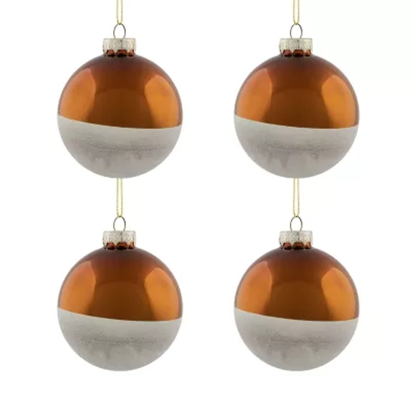 Northlight 4ct White And Gold Shiny Glass Ball 3.25in (80mm) Christmas Ornament