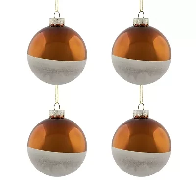 Northlight 4ct White And Gold Shiny Glass Ball 3.25in (80mm) Christmas Ornament