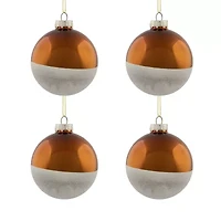 Northlight 4ct White And Gold Shiny Glass Ball 3.25in (80mm) Christmas Ornament