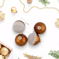 Northlight 4ct White And Gold Shiny Glass Ball 3.25in (80mm) Christmas Ornament