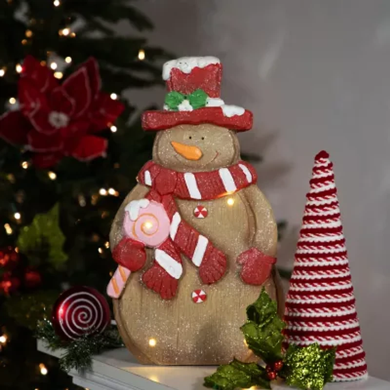Northlight Led Lighted Gingerbread Snowman With Lollipop - 15.5in Christmas Figurine