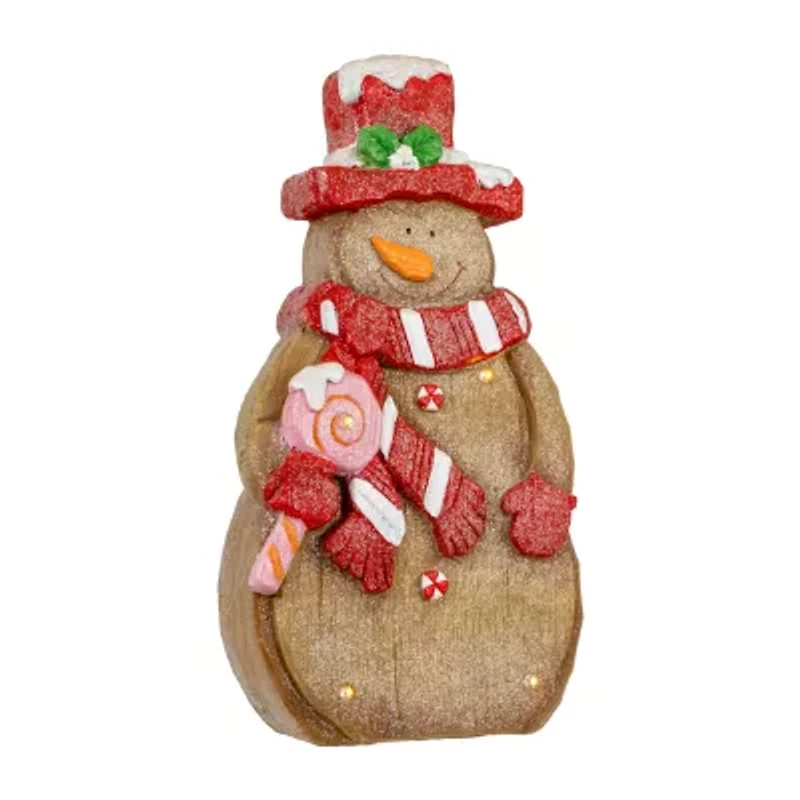 Northlight Led Lighted Gingerbread Snowman With Lollipop - 15.5in Christmas Figurine
