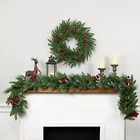 Northlight Wind River Fir With Glittered Pinecones - 24in - Unlit Wreath