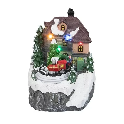 Northlight 5.5in Led Lighted And Animated House With Train Piece Lighted Christmas Village